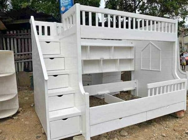 Lit superposé blanc avec rangement