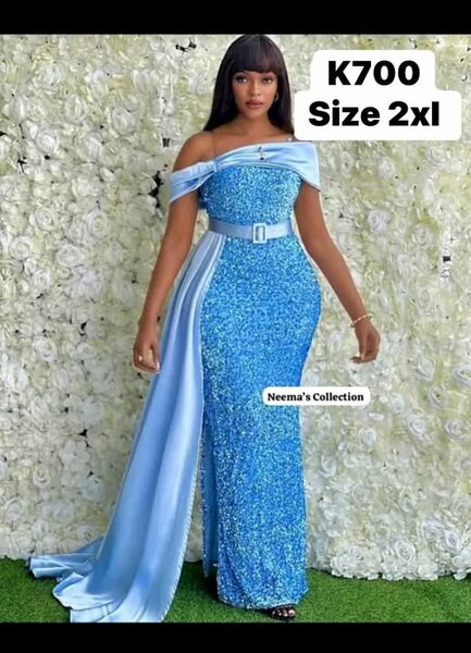 Women's long evening dress in blue