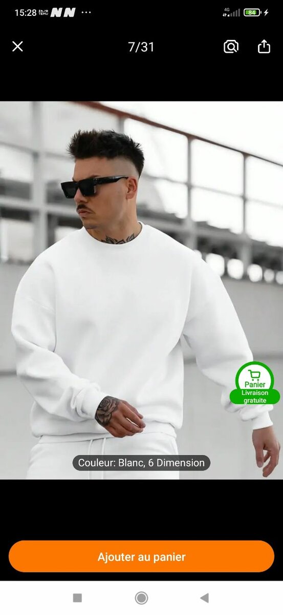 Sweat-shirt unisexe blanc