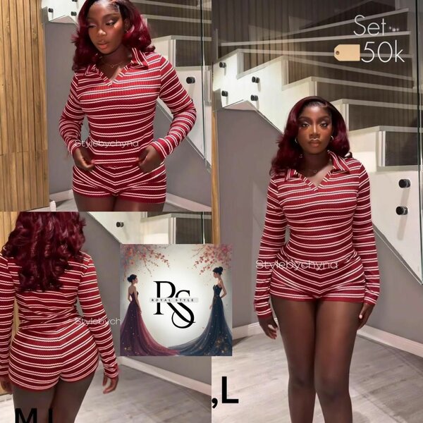 Combinaison rouge rayé pour femme