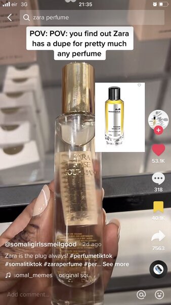 Zara rose gourmand available in 30 ml