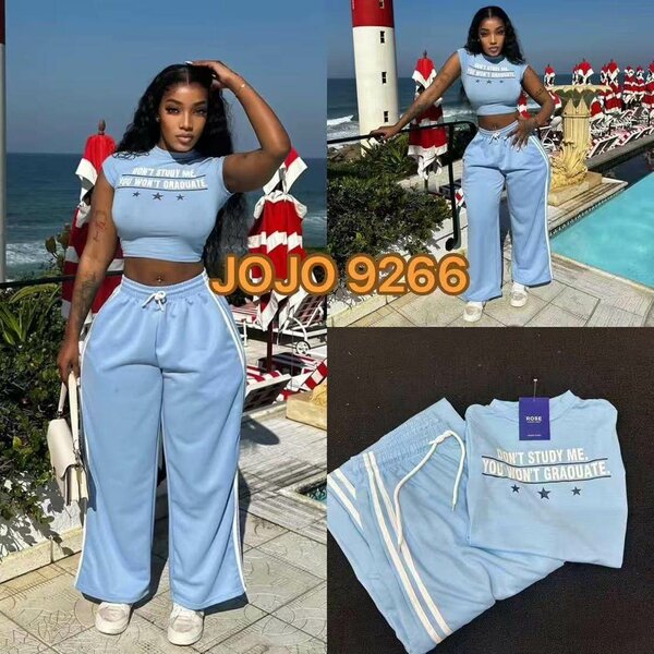 Ensemble survêtement en coton bleu pour femme