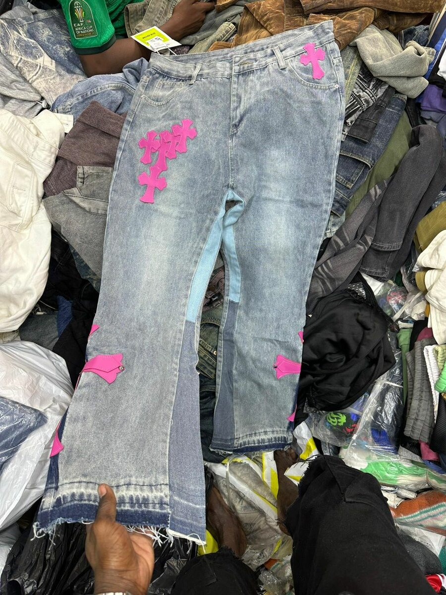 Jeans patchwork rétro unisexes