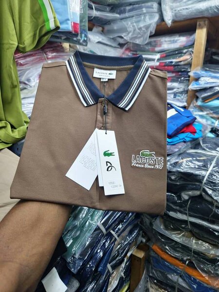 Polo Lacoste marron homme