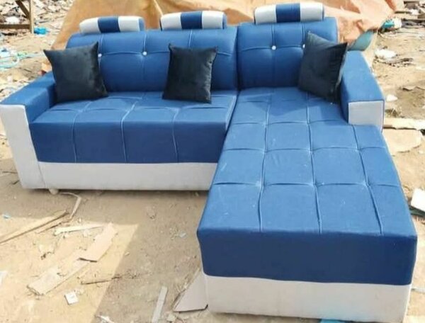 Canapé d'angle bleu et blanc design