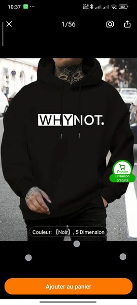 Sweat à capuche noir WHYNOT