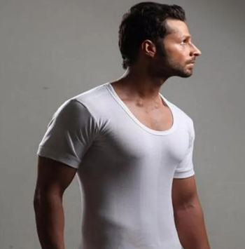 Pack of 3-RIBBED Half Sleeves VEST MEN'S 100% Cotton - White Fitted Muscle Gym Rib Top