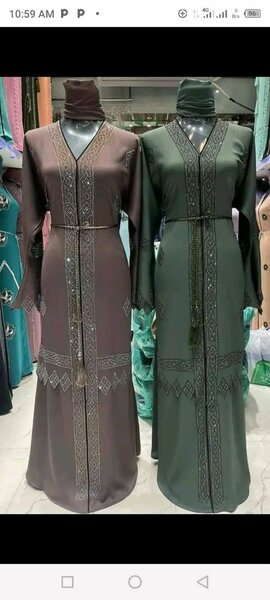 Abaya femme verte et marron