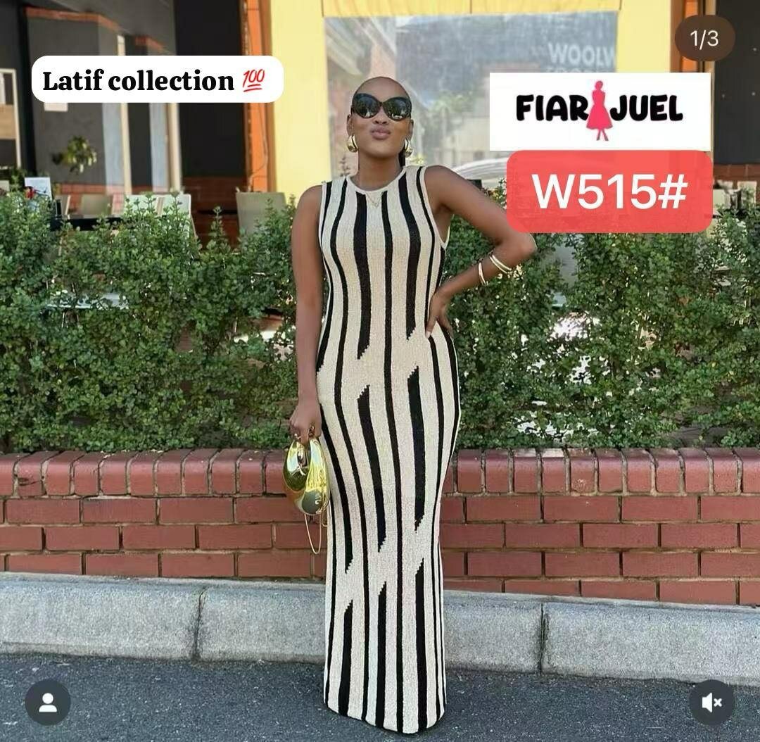 Robe élégante maxi rayée