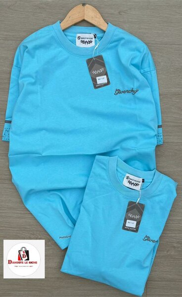 T-shirt bleu en coton