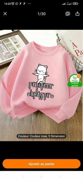 Sweat-shirt chat rose mignon