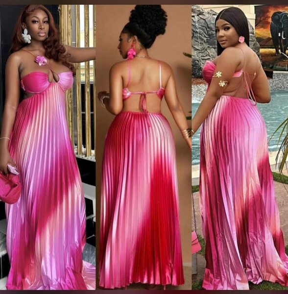 Robe Maxi Évasée Rose