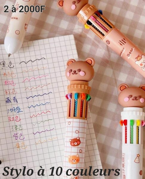 Lot de 2 Stylos à 10 Couleurs