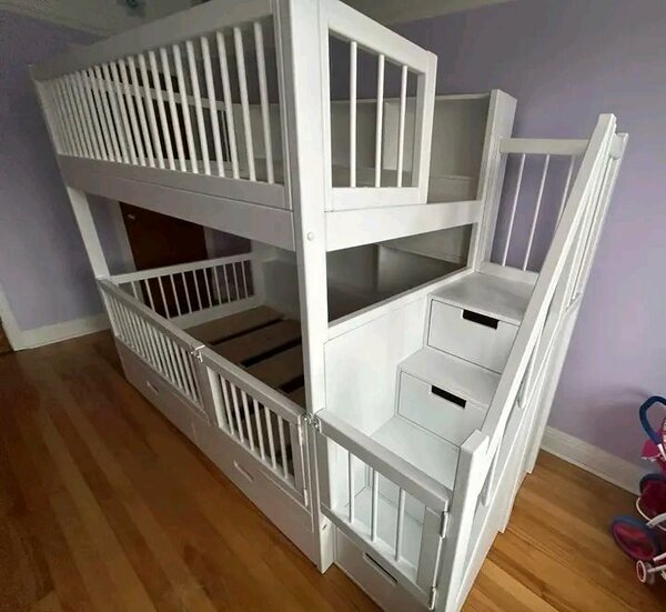 Lit superposé blanc avec rangement