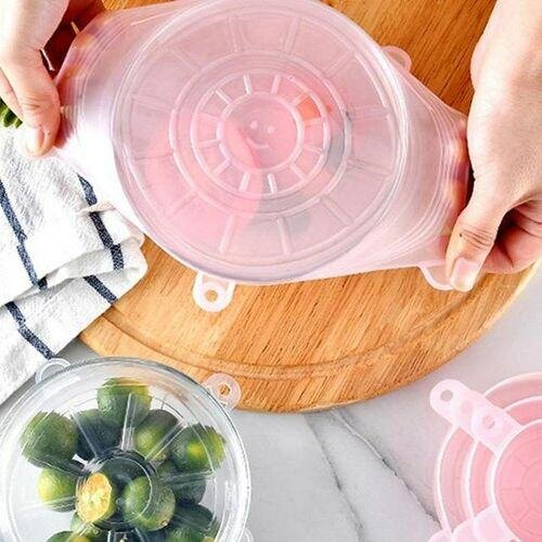 6pcs Reusable Silicone Stretch Cover Lid & 100% Food Grade