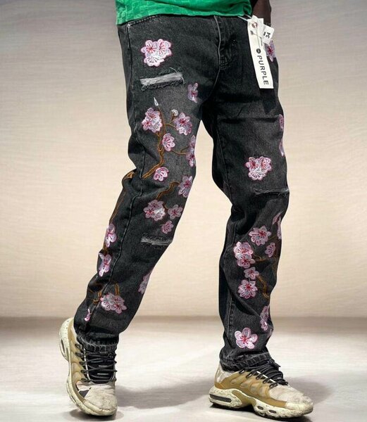 Jeans brodés homme Confortable