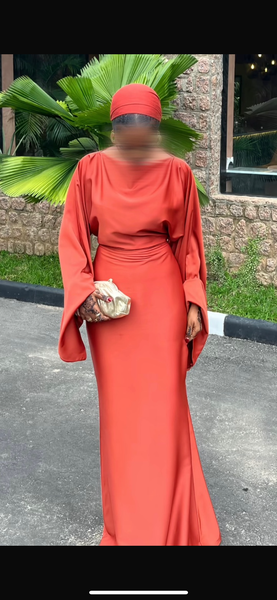 Robe Élégante Orange Longue