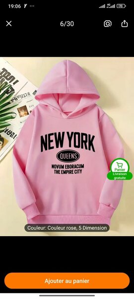 Sweat à Capuche New York Rose