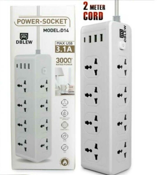 RALLONGE ELECTRIQUE MULTIPRISE D14 08 PRISES + 03 Port USB +