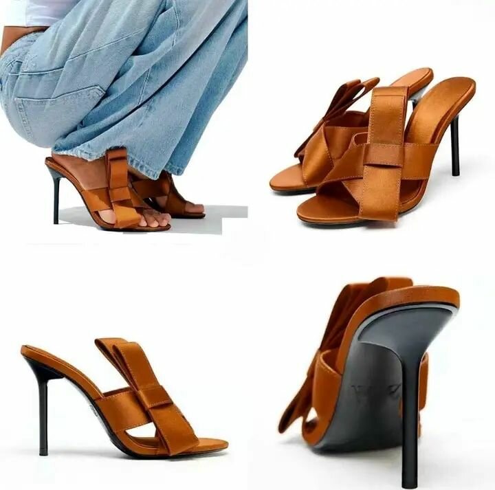 Sandales à talons hauts en cuir marron