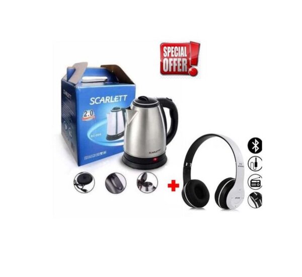 100 SS Electric Kettle - 1.8 Litres Silver/Black + P47 Heads