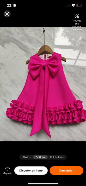 Robe rose pour filles avec nœud