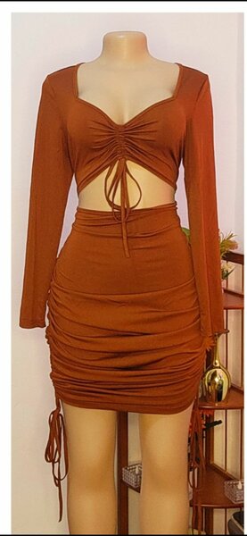 Drawstring Front Cutout Dress