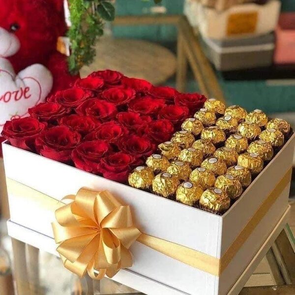 Coffret cadeau fleurs chocolats