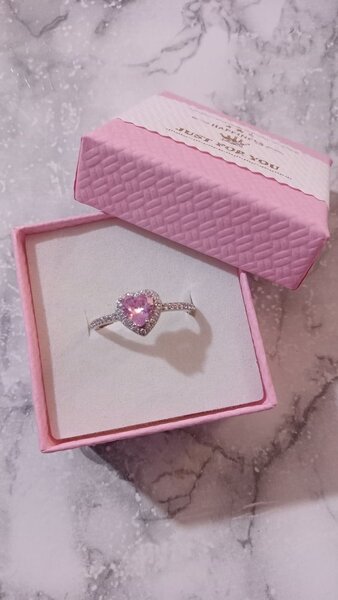 Bague cœur rose en argent sterling