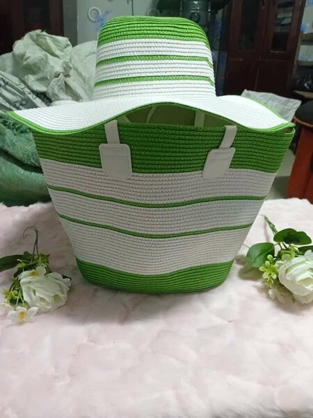 Sac de Plage en Paille Coloré