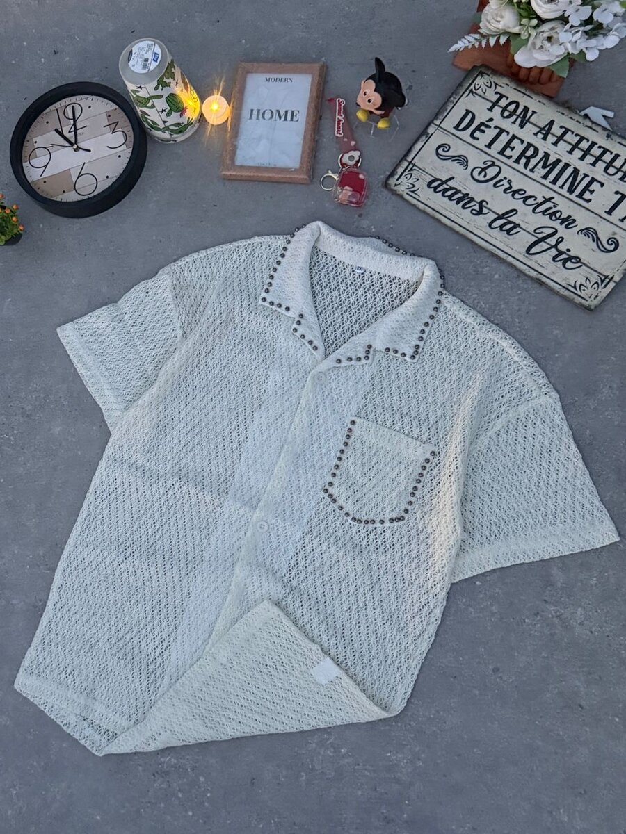 Chemise en crochet blanc