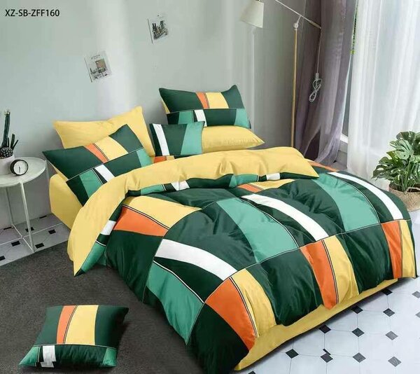 Parure de lit vert et jaune