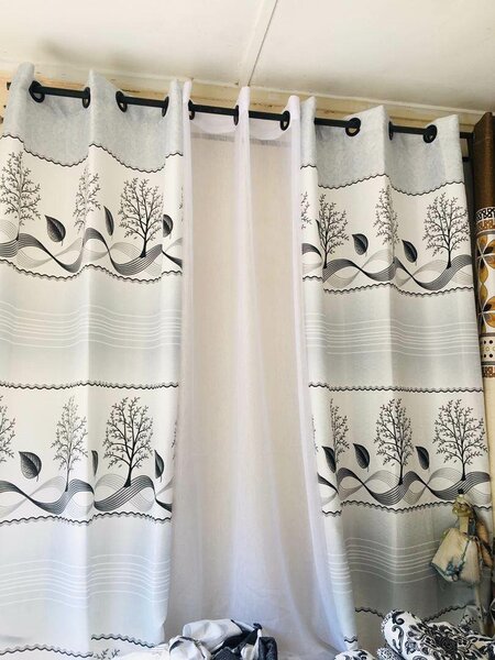 CURTAINS 3 PCS, 2 CURTAINS + 1 LACE