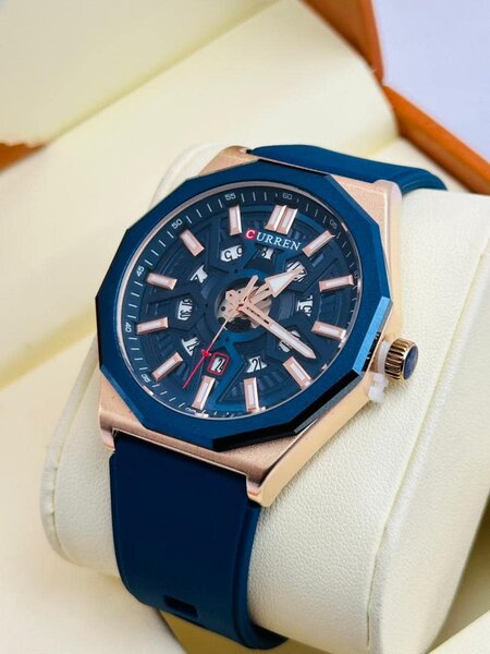 Montre-bracelet Curren or avec bleu