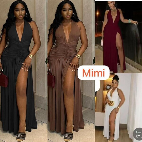 Robe longue élégante fendue