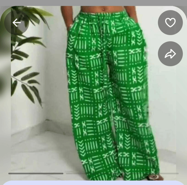 Pantalon large imprimé vert