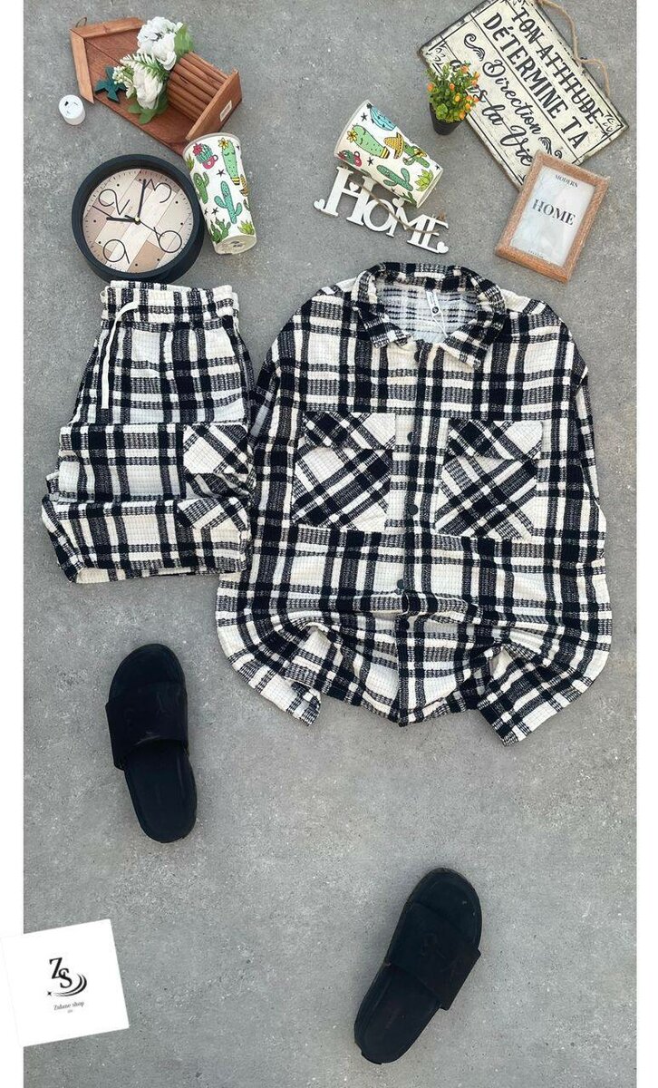 Ensemble chemise et short à carreaux