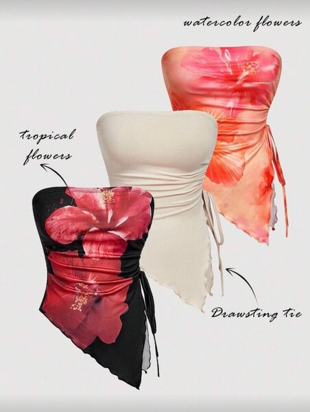 Top tube floral élégant femme