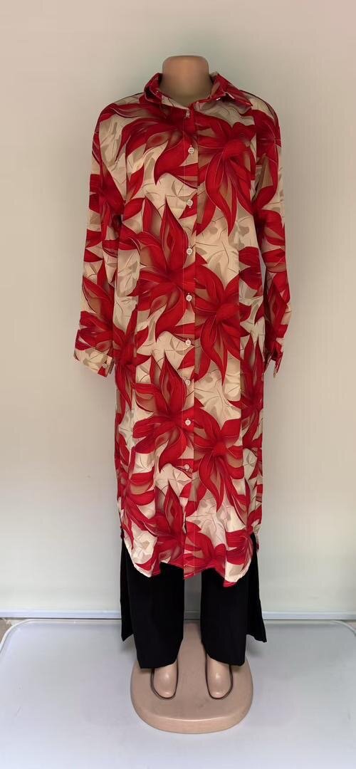 Robe chemise longue fleurie