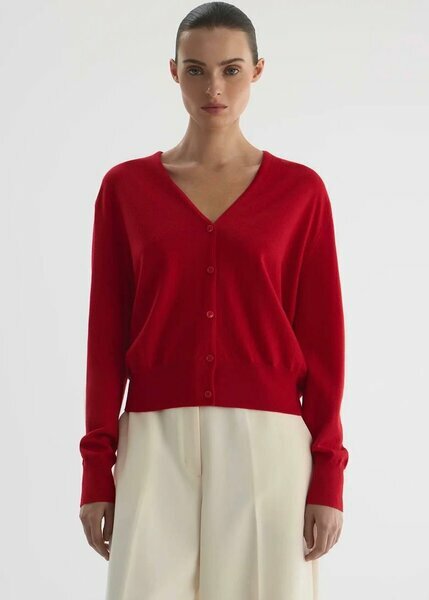 Cardigan rouge classique femme