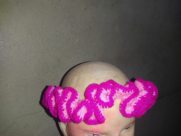 Bandeau crochet rose vif