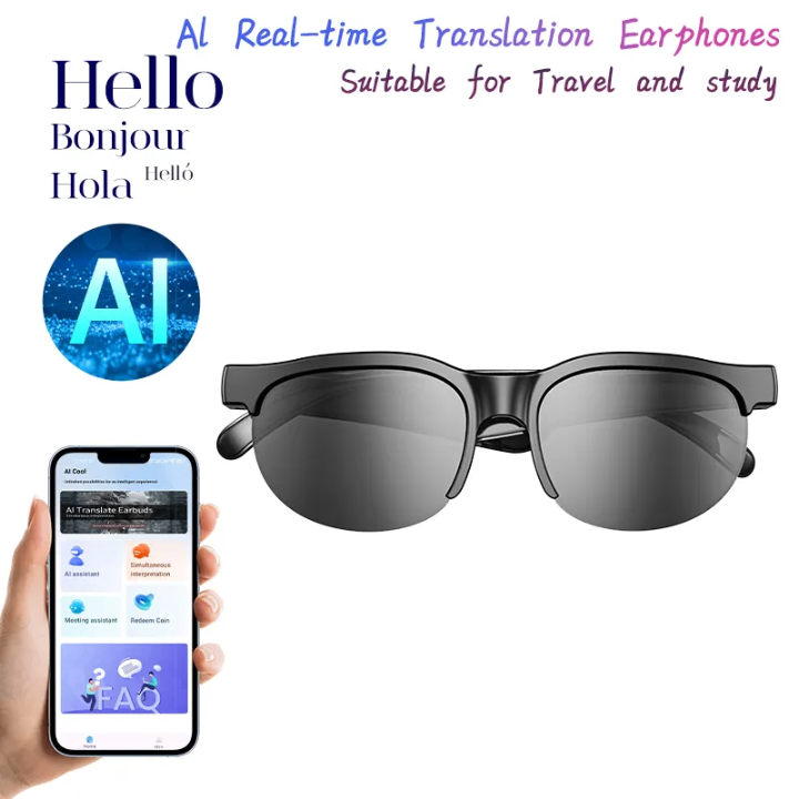 Lunettes intelligentes avec écouteurs et traduction