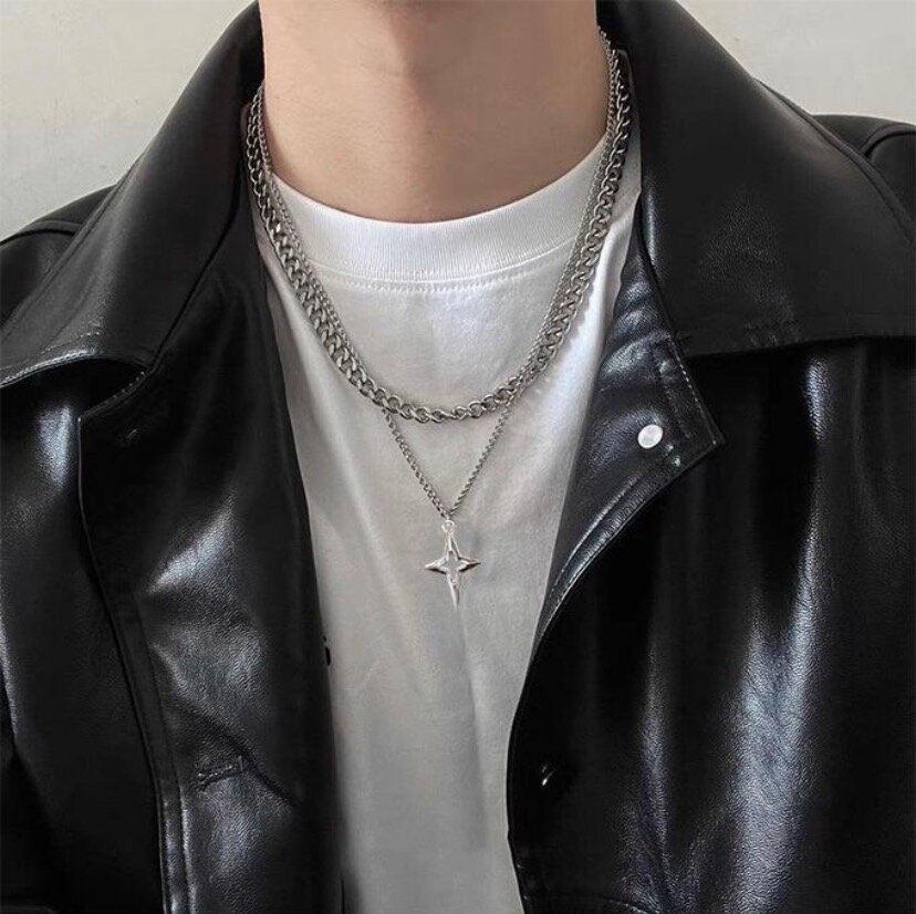 Collier étoile en argent pour homme