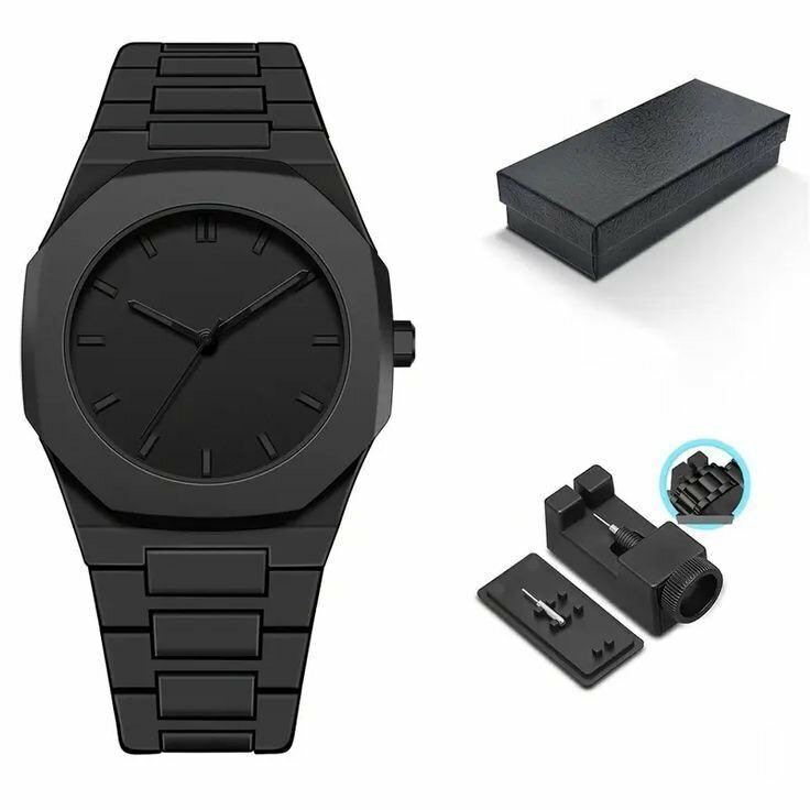 Montre noire minimaliste