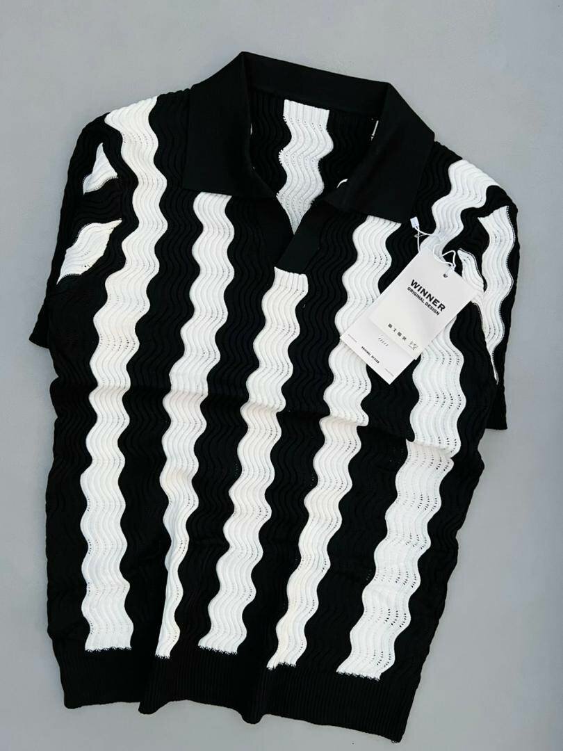 Polo homme à rayures ondulées