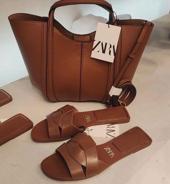 Sac & Sandales en Cuir Marron