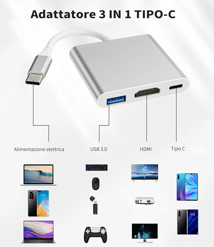 Adaptateur USB-C 3 en 1