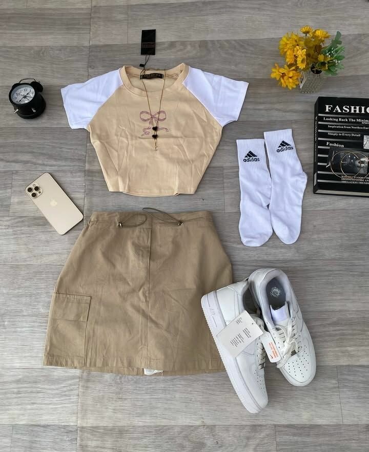 Girl top and down and sneaker