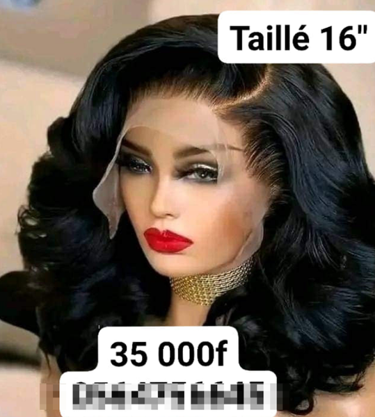 Perruque de cheveux péruviens noir boucles grandes