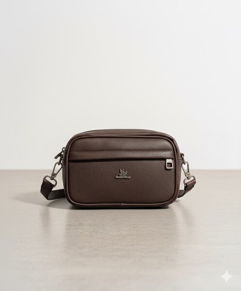 Sacoche 2 en 1 en cuir marron